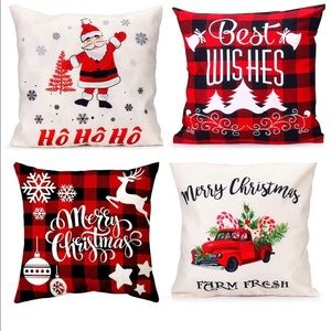Decorative Christmas pillow Cases w/ Pillows4pck